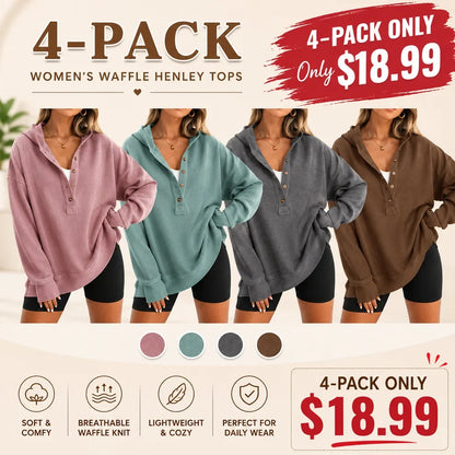 Women's Oversized Button V-Neck Hoodie Sweatshirt Long Sleeve Side Slit Casual Fall Pullover Top