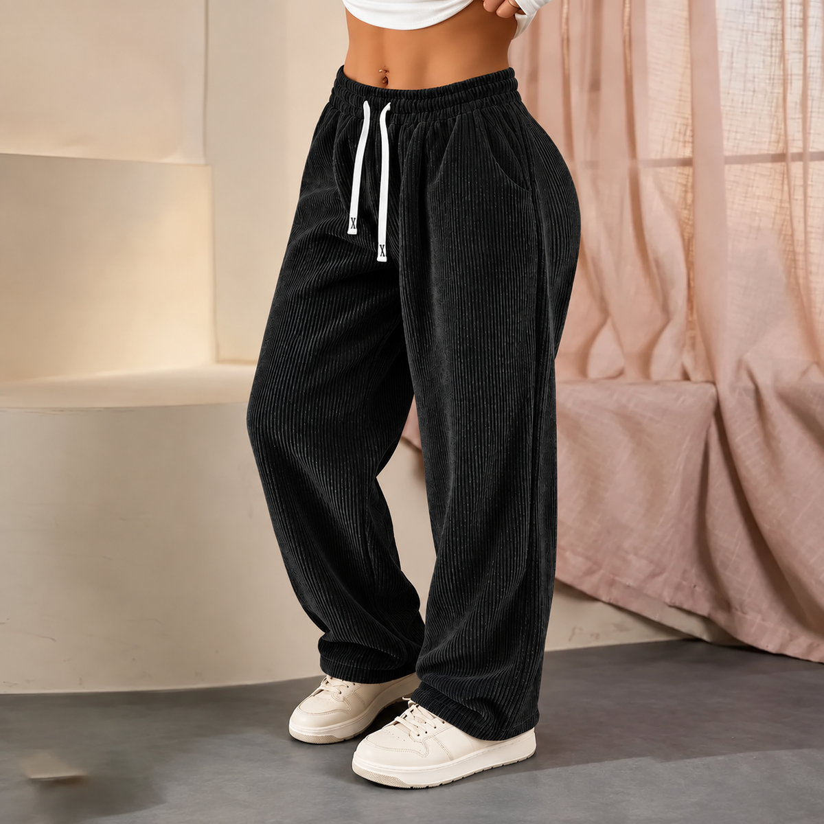 🔥[LAST DAY SALE]Women's Solid Straight Leg Corduroy Bottoms-100% Cotton