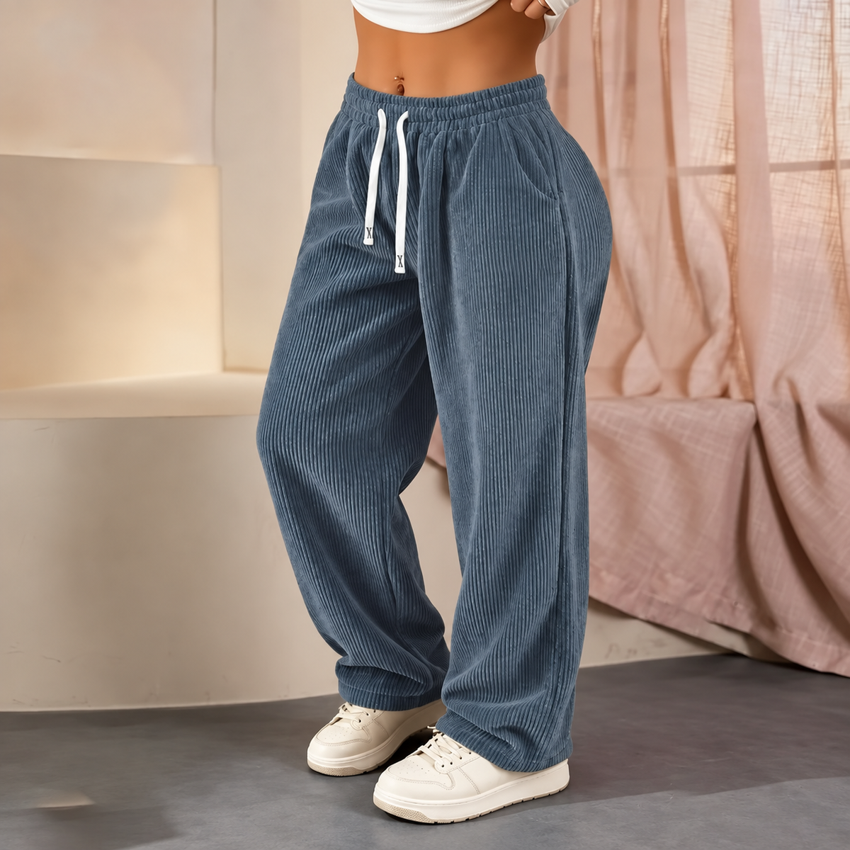 🔥[LAST DAY SALE]Women's Solid Straight Leg Corduroy Bottoms-100% Cotton