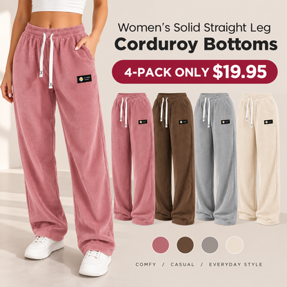 🔥[LAST DAY SALE]Women's Solid Straight Leg Corduroy Bottoms-100% Cotton