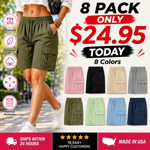 【LAST DAY SALE】Women’s outdoor cargo shorts—multi-pocket design.