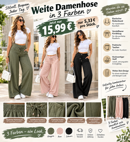 Damenhose mit hoher Taille und geradem Bein – Vordernaht & elastischer Bund hinten – Vielseitig, bequem & perfekt fürs Büro oder die Freizeit