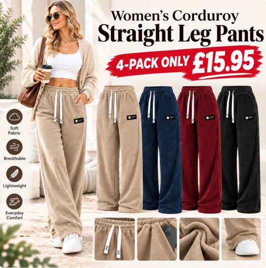 🔥[LAST DAY SALE]Women's Solid Straight Leg Corduroy Bottoms-100% Cotton