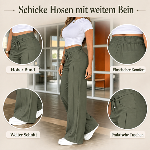 Damenhose mit hoher Taille und geradem Bein – Vordernaht & elastischer Bund hinten – Vielseitig, bequem & perfekt fürs Büro oder die Freizeit